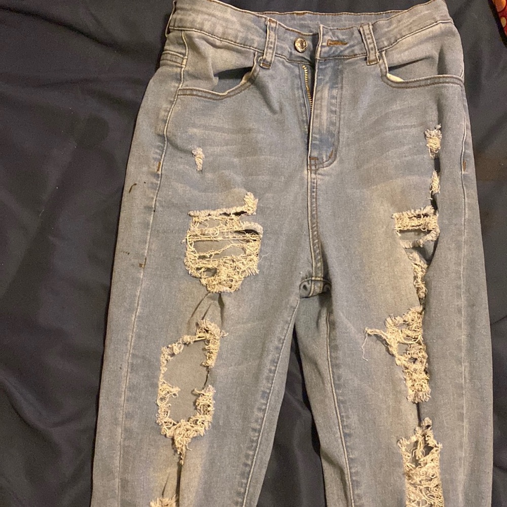 Rippled SHEIN skinny jeans little high rides